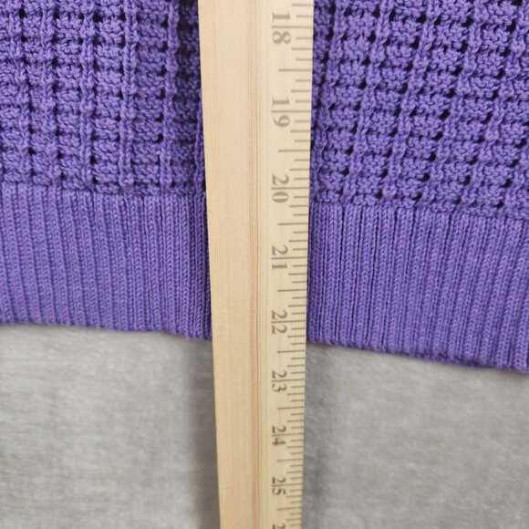 Talbots Purple Pointelle Knit Preppy Polo Collar Top Womens Size Lp - Picture 6 of 6